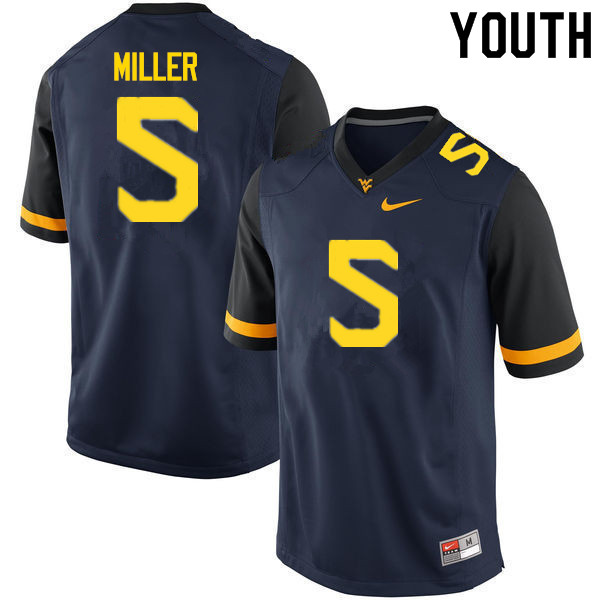 NCAA Youth Dreshun Miller West Virginia Mountaineers Navy #5 Nike Stitched Football College Authentic Jersey HU23S81AI